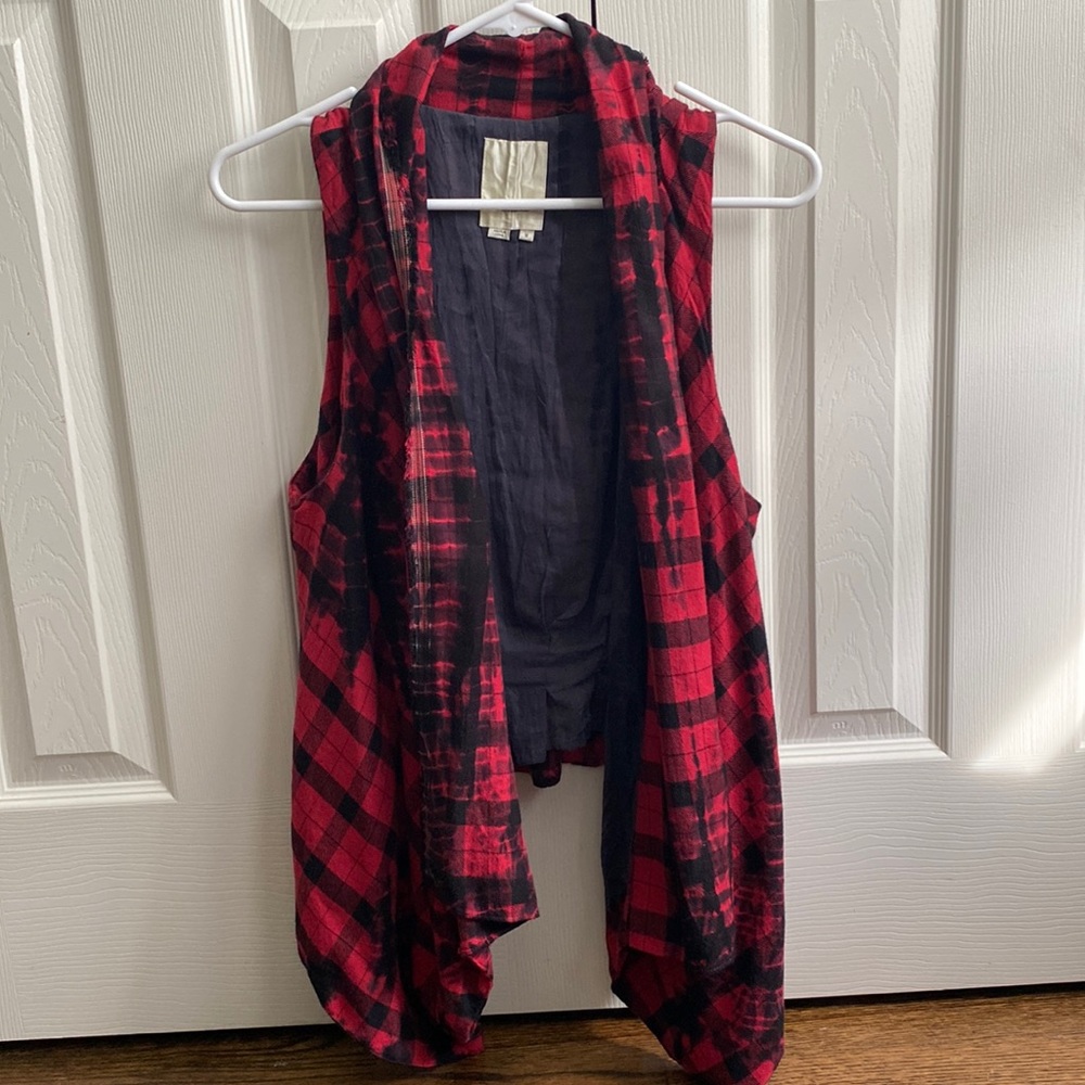 Anthropologie plaid flowing vest